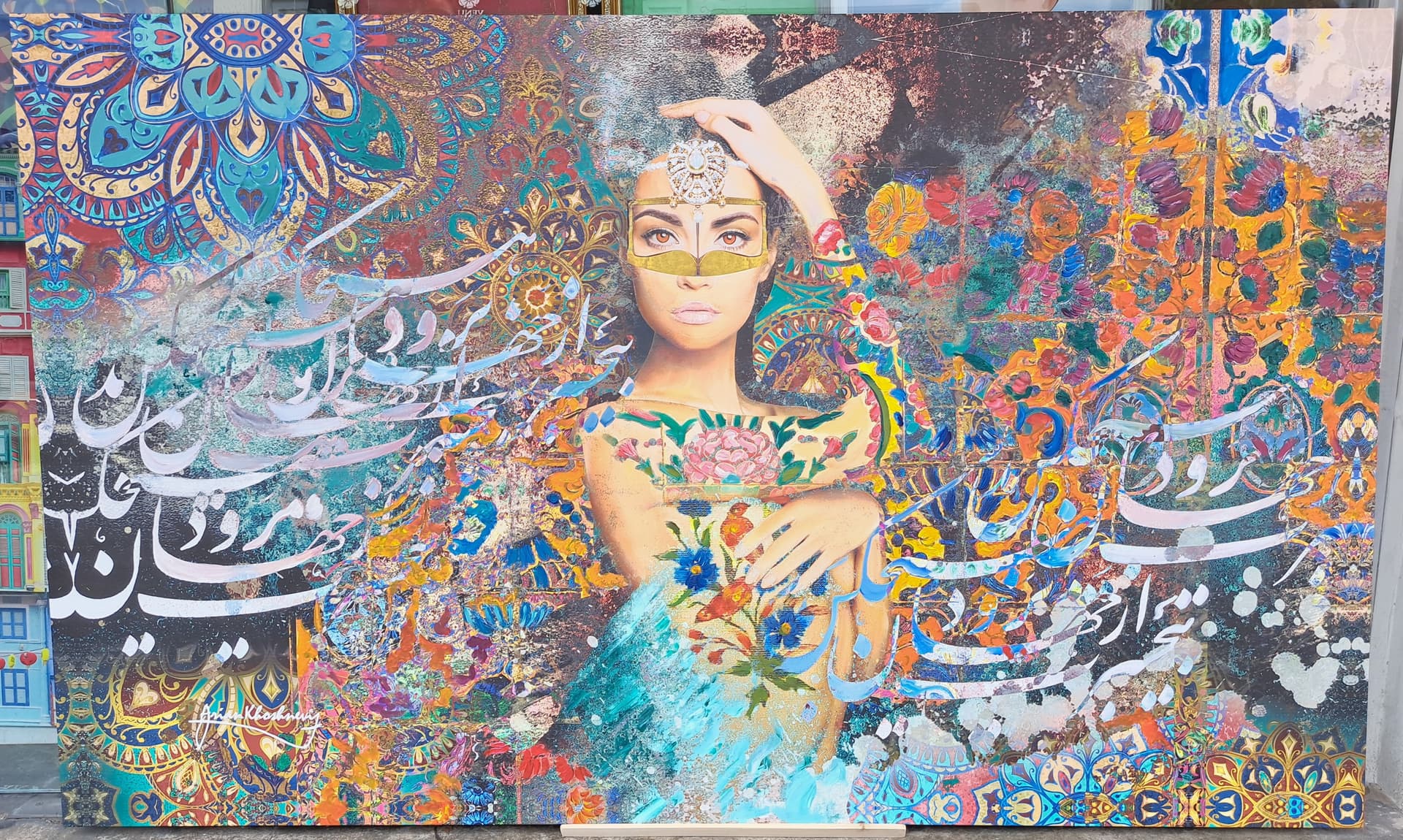 Canvas stretching and gallery wrap Singapore - professional canvas mounting for batik and paintings